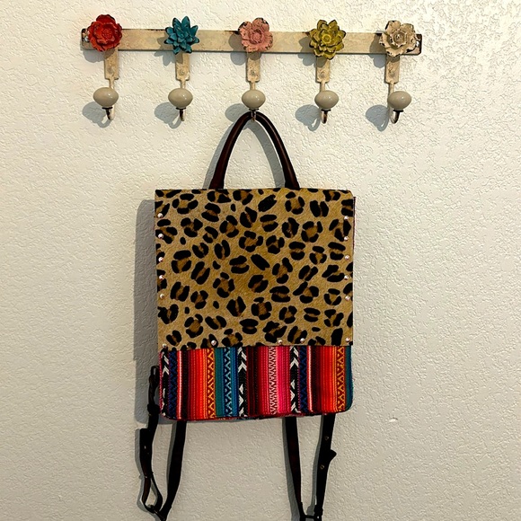 Backpack, Purse, Multi-colored, Leopard, Zippered bag - Picture 1 of 3